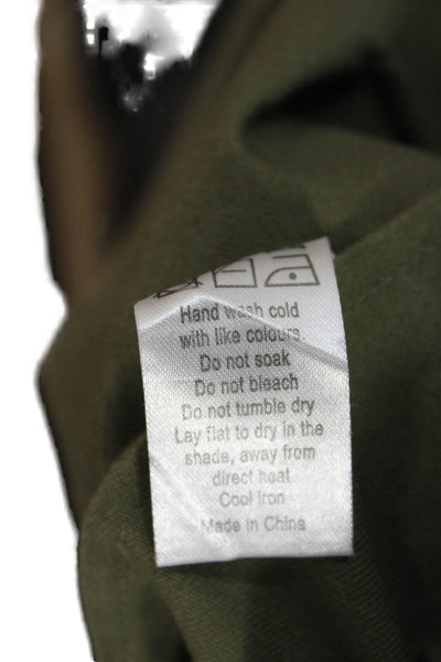 Lioness Women Tunic Button Up Collared Cotton Long Sleeve Green Size M