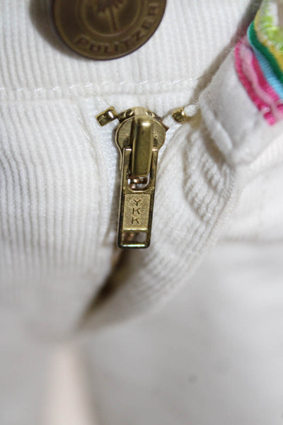Lilly Pulitzer Womens White Cotton Solid Zip Pants Size 2