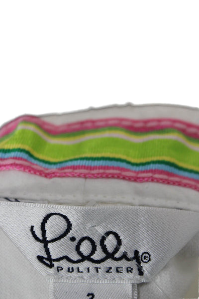 Lilly Pulitzer Womens White Cotton Solid Zip Pants Size 2