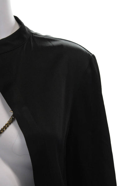 Sally LaPointe Women Tunic Black Collared Long Sleeve Acetate Size 2