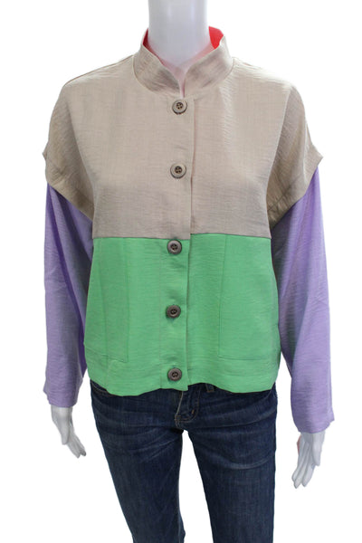Aldo Martins Womens Basic Colorblock Collared Button-Up Long Sleeve Size XS