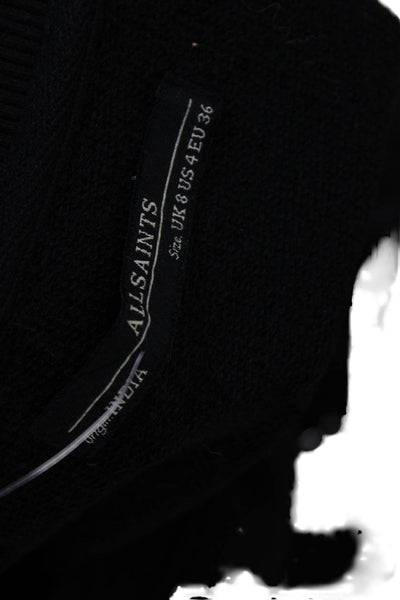 Allsaints Women Black Cotton Sleeveless Tunic Tank Crew Neck Size 4