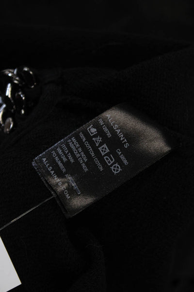 Allsaints Women Black Cotton Sleeveless Tunic Tank Crew Neck Size 4