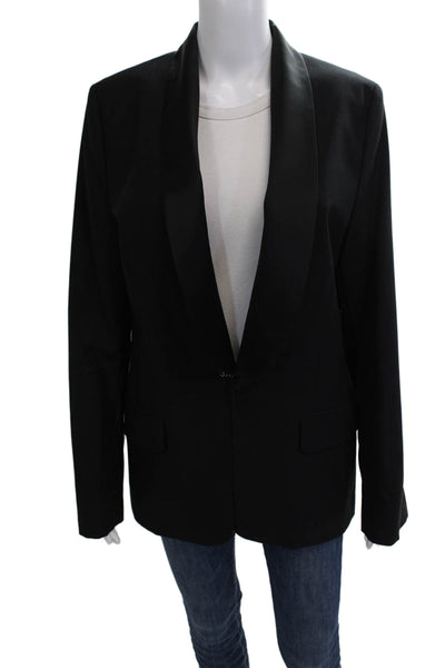 Viktor And Rolf Womens Black Basic Jacket Button Long Sleeve Polyester Size 14