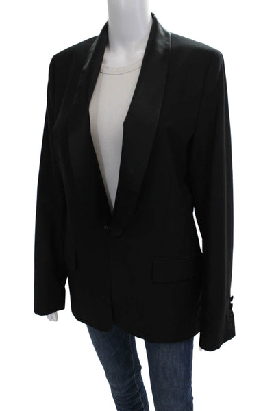 Viktor And Rolf Womens Black Basic Jacket Button Long Sleeve Polyester Size 14