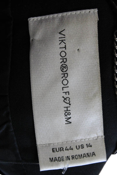 Viktor And Rolf Womens Black Basic Jacket Button Long Sleeve Polyester Size 14