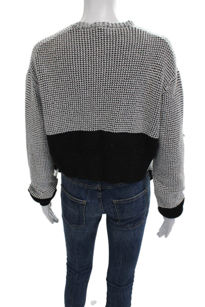 3.1 Phillip Lim Womens Cardigan Black Cotton VNeck Geometric Long Sleeve Size S