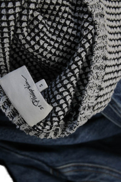 3.1 Phillip Lim Womens Cardigan Black Cotton VNeck Geometric Long Sleeve Size S