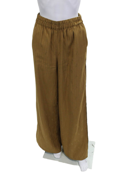 L'Agence Women Striped Polyester Pull On Pants Brown Size S