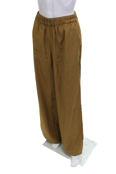 L'Agence Women Striped Polyester Pull On Pants Brown Size S