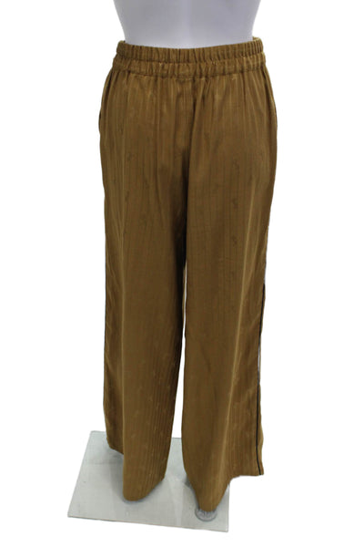 L'Agence Women Striped Polyester Pull On Pants Brown Size S
