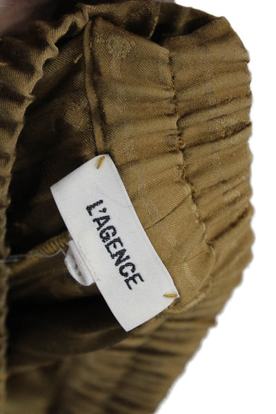 L'Agence Women Striped Polyester Pull On Pants Brown Size S