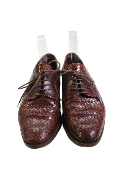 Stephane Kelian Womens Leather Woven Oxfords Brown Size 8.5
