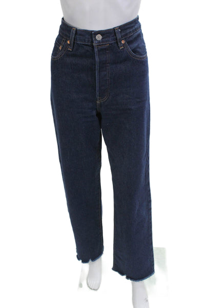 Levis Womens Straight Jeans Blue High Rise 100% Cotton Inseam 32 Size 28