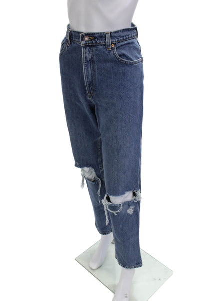 Riley Womens Mom Jeans Blue High Rise Cotton Inseam 31 Size 28
