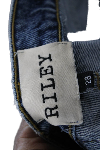 Riley Womens Mom Jeans Blue High Rise Cotton Inseam 31 Size 28