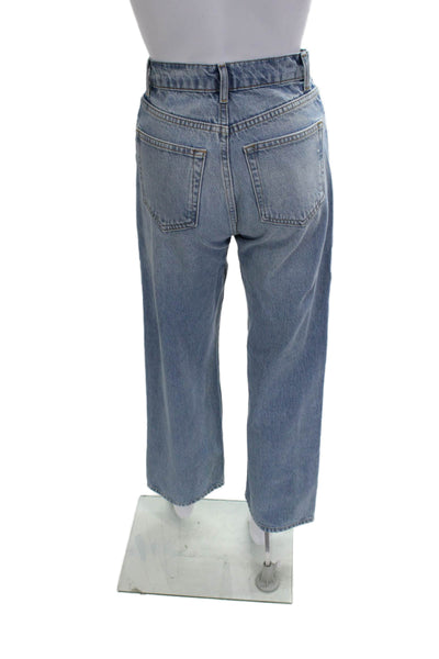 Reformation Womens Cropped High Waist Jeans Blue Button Size 24