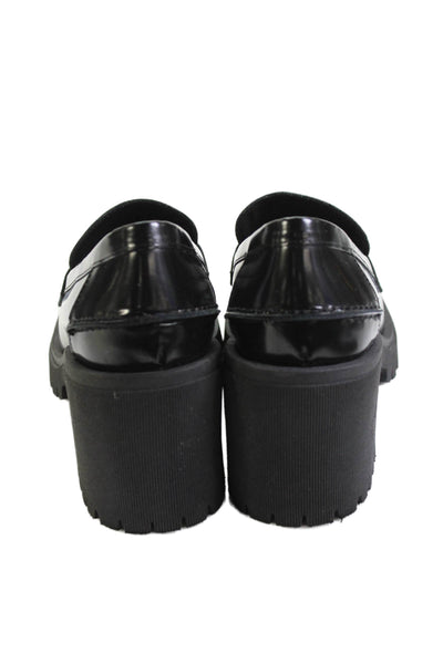 Bruno Ricci For Diane B Womens Leather Block Heels Loafers Shoes Black Size 9