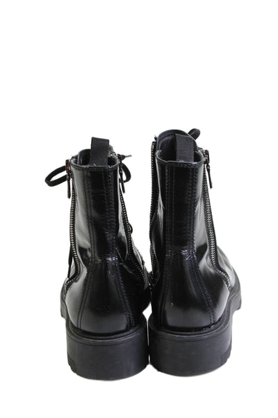 Prada Womens Brogue High Top Combat Boots Shoes Black Size 9