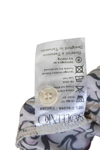 Souleiado Women Shirt Dress Beige Floral Viscose 3/4 Sleeve Size 38