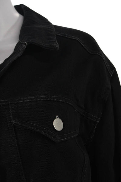525 Womens Basic Jacket Black 100% Cotton Long Sleeve Button Size XS