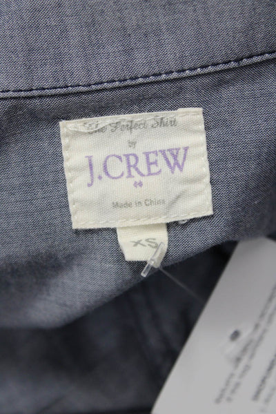 J Crew Women Cotton Collared Button-Up Blue Basic 3/4 Sleeve Size XS