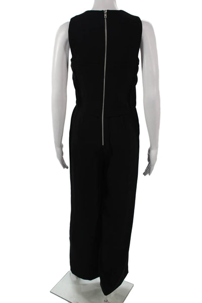 Outline Womens Black V-Neck Sleeveless Jumpsuit Zip Polyester Size 4
