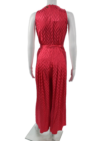 Twinset Womens Red Chevron V-Neck Sleeveless Jumpsuit Tie Polyester Size S