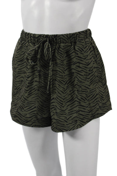 The Line Womens Animal Print Green Polyester Drawstring Shorts Size S