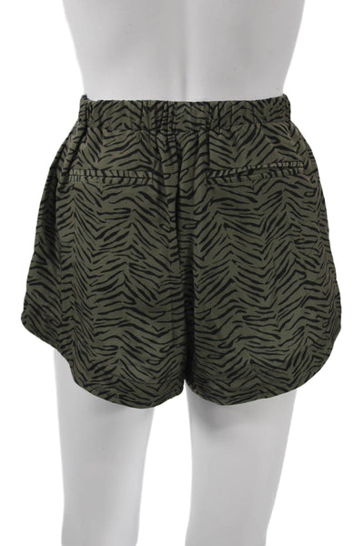 The Line Womens Animal Print Green Polyester Drawstring Shorts Size S