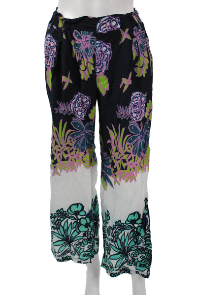 Miss June Womens Cropped Floral Multicolor Polyester Pull On Pants Size S