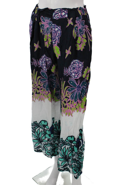 Miss June Womens Cropped Floral Multicolor Polyester Pull On Pants Size S