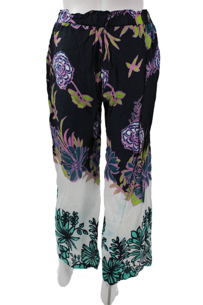 Miss June Womens Cropped Floral Multicolor Polyester Pull On Pants Size S