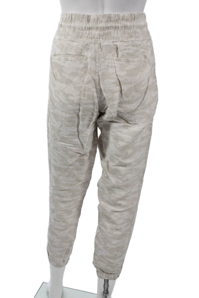 Athleta Womens Beige Linen Camouflage Jogger Pants Drawstring Size 2
