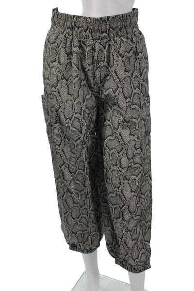 Varley Womens Jogger Pants Gray Animal Print Nylon Pull On Size XS