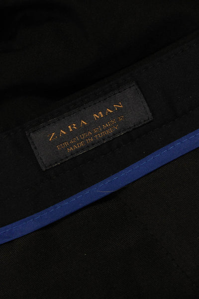 Zara Mens Dress Pants Black Polyester Button Closure Size 32