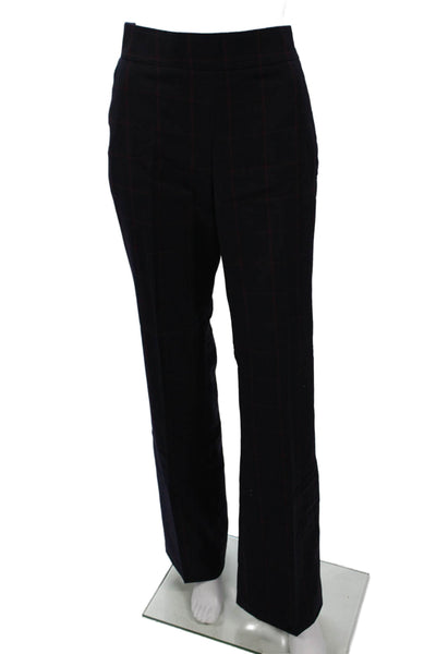 J Crew Women Dress Pants Blue Wool Plaid Zip Fall Size 4