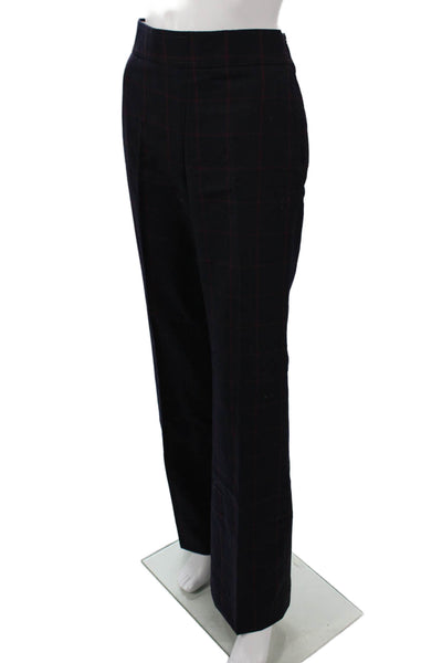 J Crew Women Dress Pants Blue Wool Plaid Zip Fall Size 4