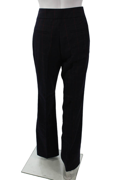 J Crew Women Dress Pants Blue Wool Plaid Zip Fall Size 4