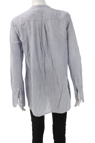 J Crew Womens Blue Striped V-Neck Cotton Tunic Long Sleeve Pullover Size 8