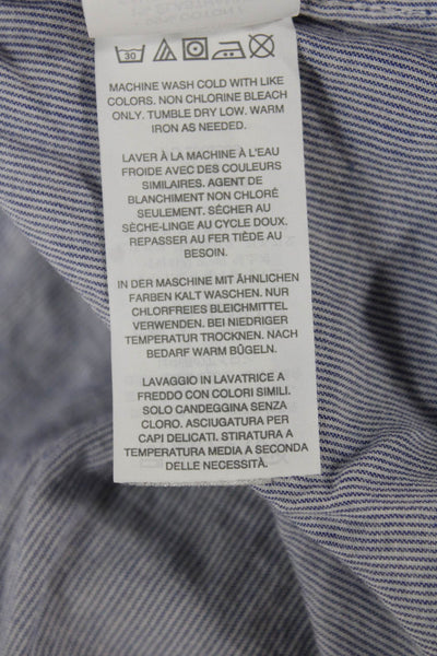 J Crew Womens Blue Striped V-Neck Cotton Tunic Long Sleeve Pullover Size 8