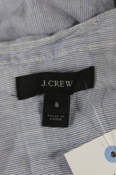 J Crew Womens Blue Striped V-Neck Cotton Tunic Long Sleeve Pullover Size 8