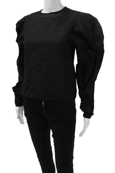 The Femm Women Basic Blouse Black Long Sleeve Round Neck Polyester Size S
