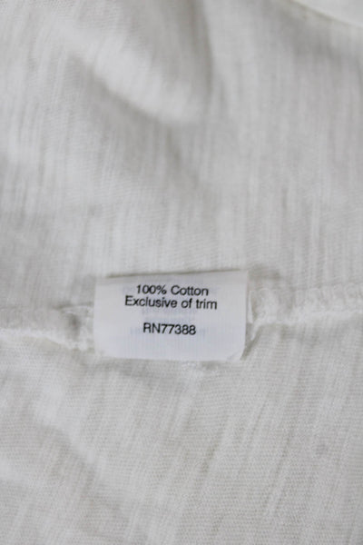 J Crew Women Tunic Blouse White Cotton 3/4 Sleeve Round Neck Size M