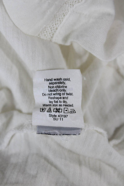 J Crew Women Tunic Blouse White Cotton 3/4 Sleeve Round Neck Size M