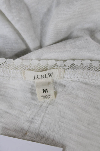 J Crew Women Tunic Blouse White Cotton 3/4 Sleeve Round Neck Size M