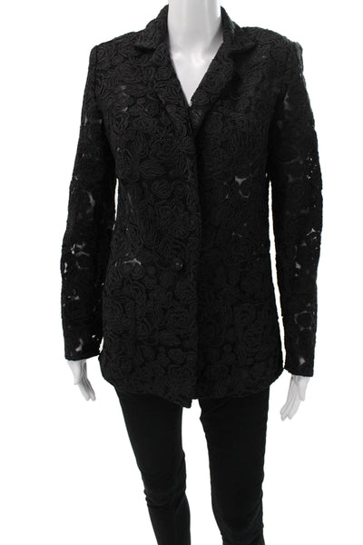 Nonchalant Label Womens Basic Jacket Black Floral Button Long Sleeve Size S