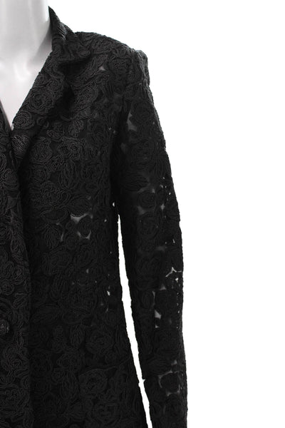 Nonchalant Label Womens Basic Jacket Black Floral Button Long Sleeve Size S
