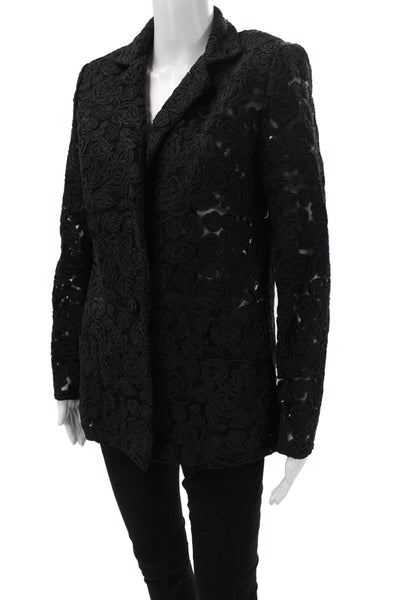 Nonchalant Label Womens Basic Jacket Black Floral Button Long Sleeve Size S