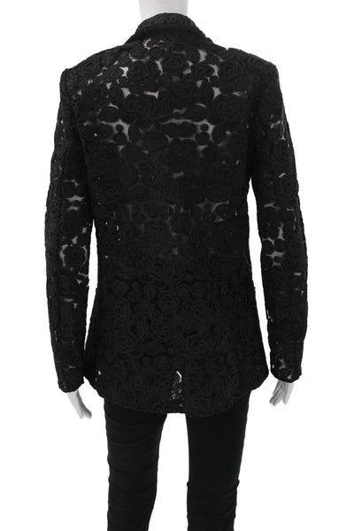 Nonchalant Label Womens Basic Jacket Black Floral Button Long Sleeve Size S